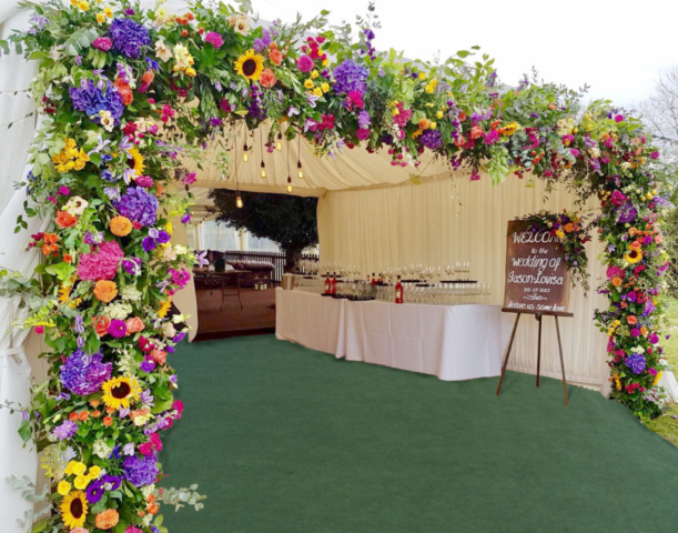Essex_Marquee_Arch_Colourful_Wedding_Flowers_Mary_Jane_Vaughan_11